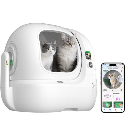 PETKIT PUROBOT MAX PRO 2 Lettiera Gatto Autopulente, Fotocamera AI, Ingresso Ultra Largo, Visione Notturna 210°, App WiFi 2,4/5GHz, Imballaggio Senza Contatto, Monitoraggio Salute, Multi-Gatto