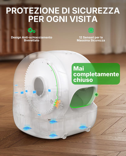 PETKIT PUROBOT MAX PRO 2 Lettiera Gatto Autopulente, Fotocamera AI, Ingresso Ultra Largo, Visione Notturna 210°, App WiFi 2,4/5GHz, Imballaggio Senza Contatto, Monitoraggio Salute, Multi-Gatto