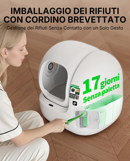 PETKIT PUROBOT MAX PRO 2 Lettiera Gatto Autopulente, Fotocamera AI, Ingresso Ultra Largo, Visione Notturna 210°, App WiFi 2,4/5GHz, Imballaggio Senza Contatto, Monitoraggio Salute, Multi-Gatto
