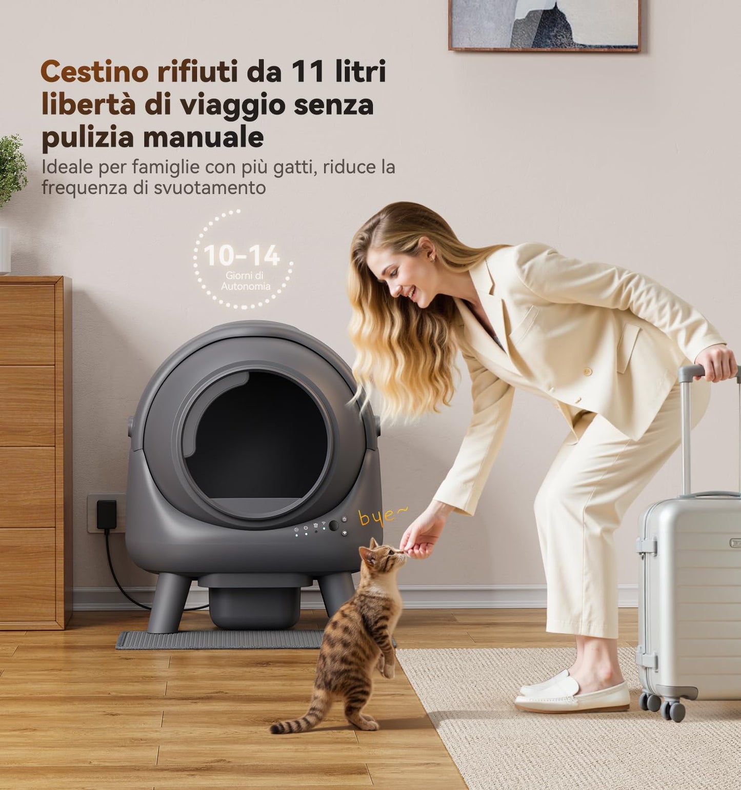 Lettiera Gatto Autopulente, FEELNEEDY Lettiera Automatica Per Gatti 65L