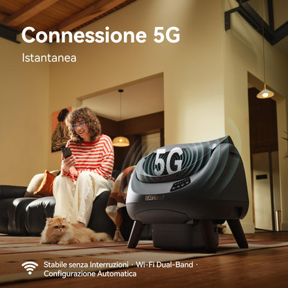CATLINK Lettiera Autopulente per Gatti, Design Aperto con Ingresso dall'Alto, Wi-Fi 5 GHz, Capienza XL 12L, Compatibile con Tutti i Tipi di Sabbia, Ideale per Famiglie con Più Gatti(Grigio antracite)