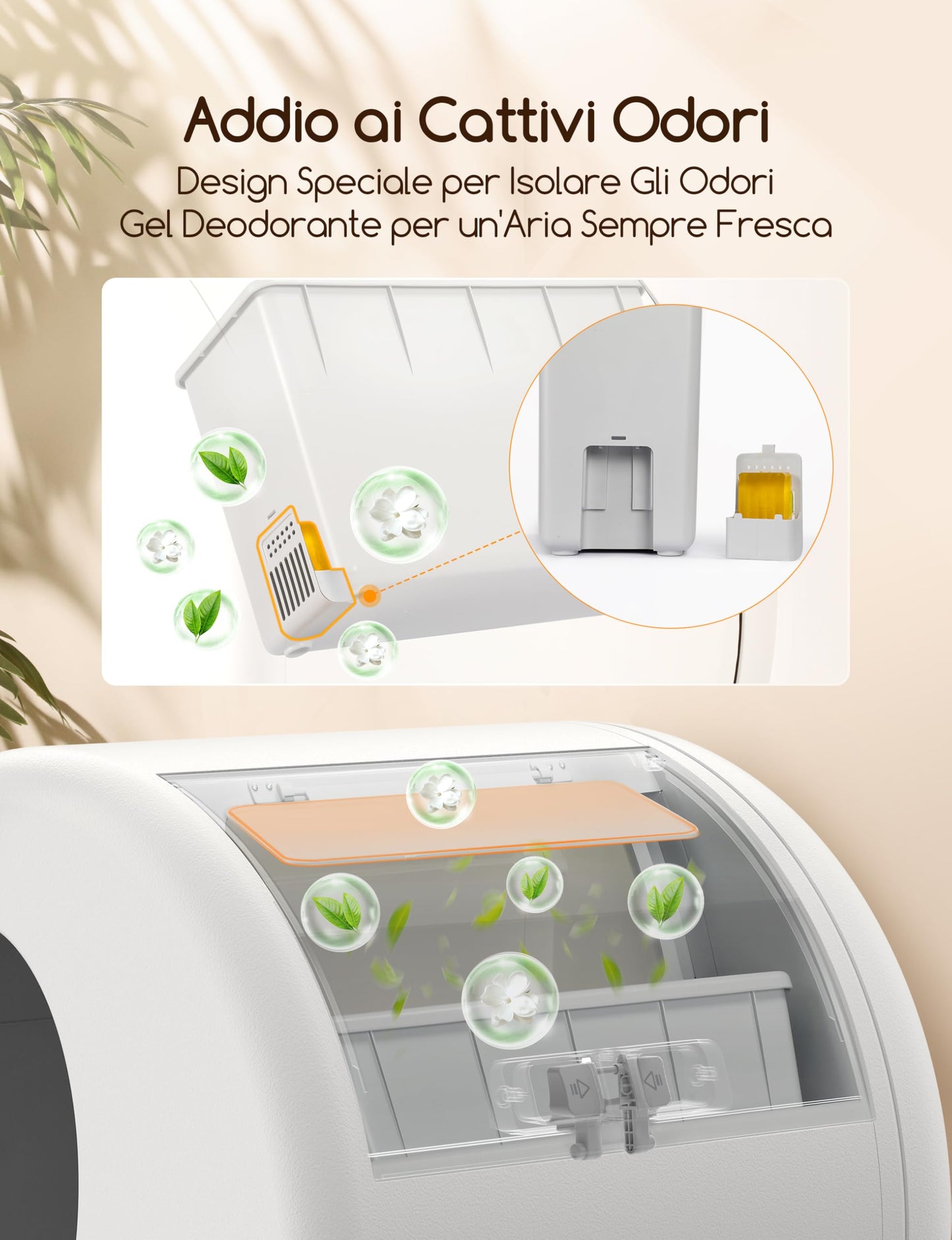MeoWant Lettiera Gatto Autopulente, 57,6L Lettiera Automatica per Gatti con Sacchi Spazzatura e Tappetini Gatti per Multi Gatto, Isolamento Odori, Pulizia Facile, Comando APP