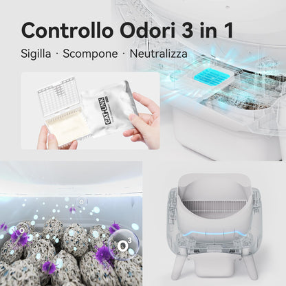 CATLINK Lettiera Autopulente per Gatti, Design Aperto con Ingresso dall'Alto, Wi-Fi 5 GHz, Capienza XL 12L, Compatibile con Tutti i Tipi di Sabbia, Ideale per Famiglie con Più Gatti(Grigio antracite)