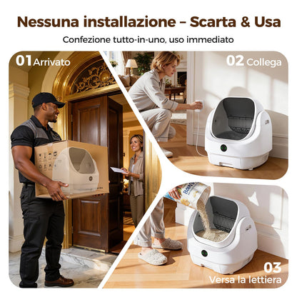 Lettiera Gatto Autopulente Aperta, Ellenpent Lettiera Automatica Sicura XL
