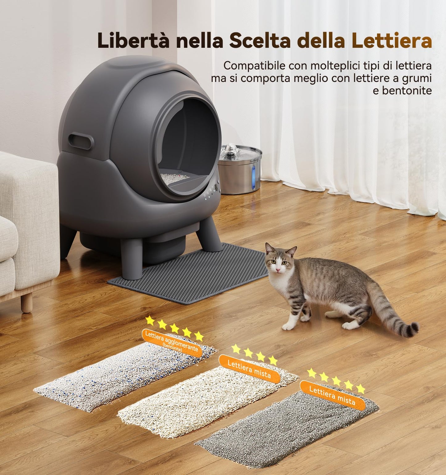 Lettiera Gatto Autopulente, FEELNEEDY Lettiera Automatica Per Gatti 65L
